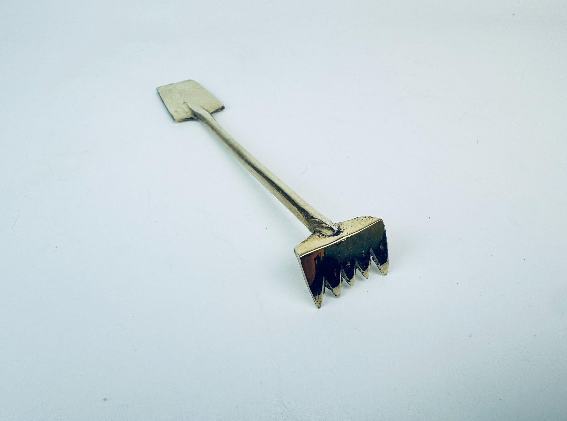Product image for 'vintage brass bonsai rake pickle fork or back scratcher mid century whimsy' (view b59d16)