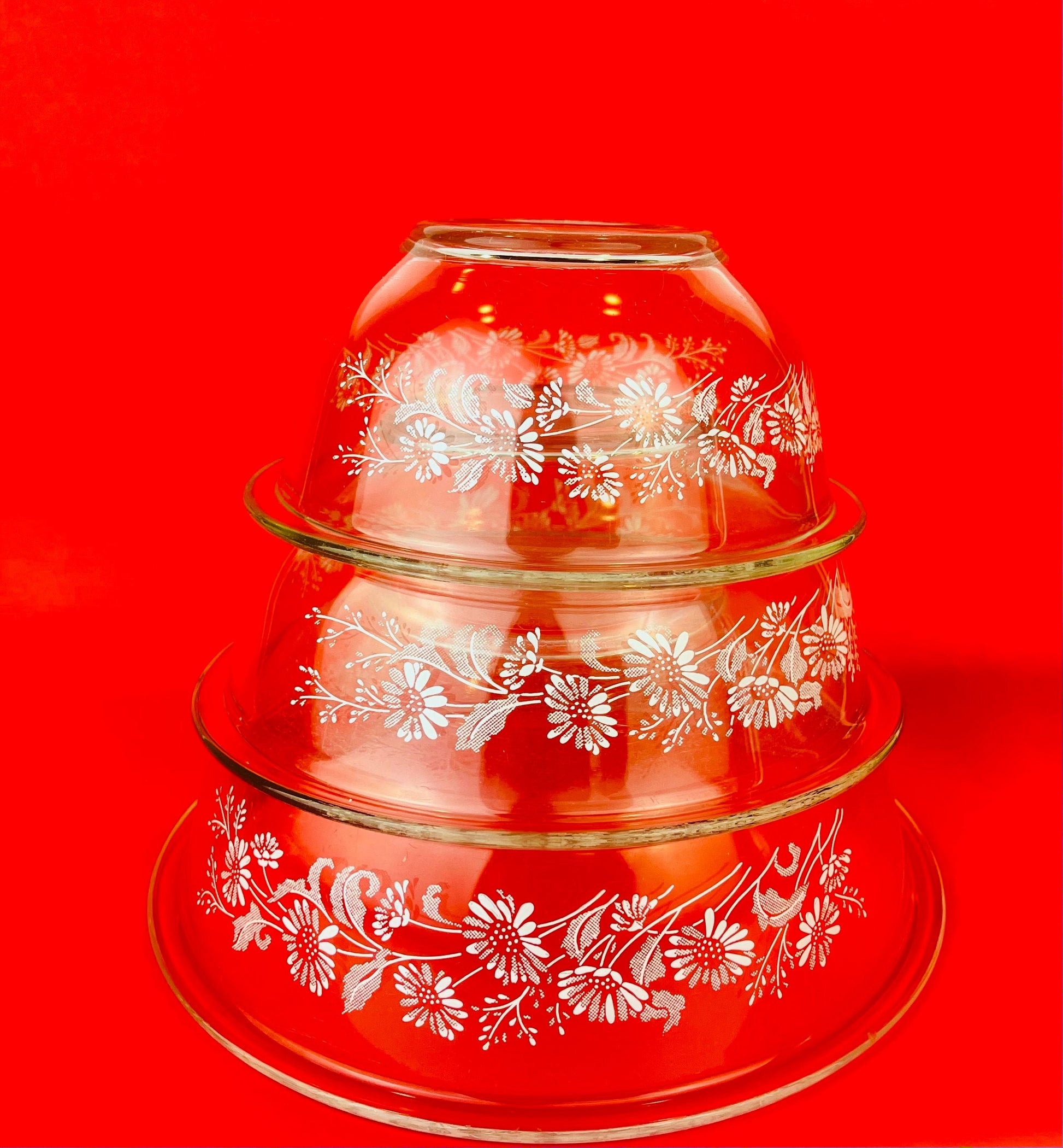 Product image for 'vintage colonial mist pyrex clear floral print mixing bowls sold separately' (view b62c49)