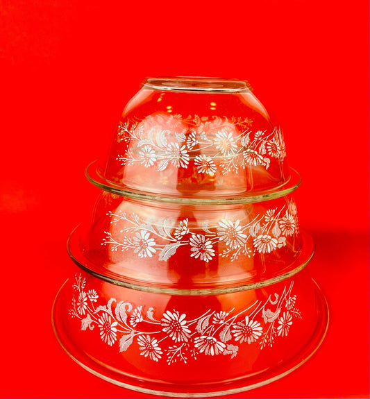 Product image for 'vintage colonial mist pyrex clear floral print mixing bowls sold separately' (view b62c49)