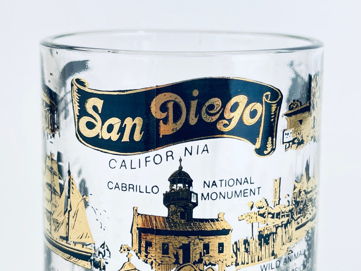 Product image for 'vintage san diego glass mug mid century california souvenir with heavy base' (view 035316)