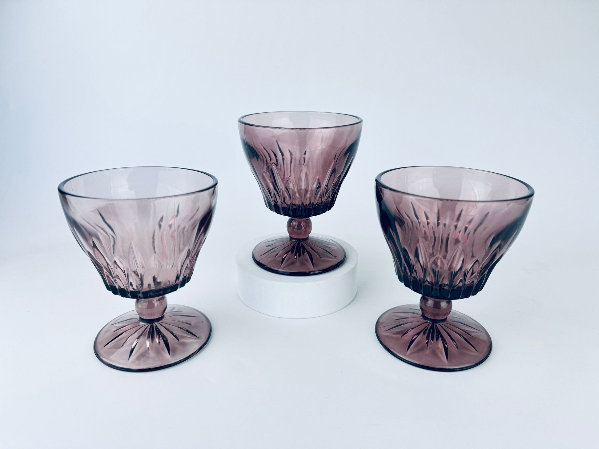 Product image for 'vintage hazel atlas moroccan cut purple amethyst glassware mid century modern mcm barware sets sold separately' (view 37a0bf)