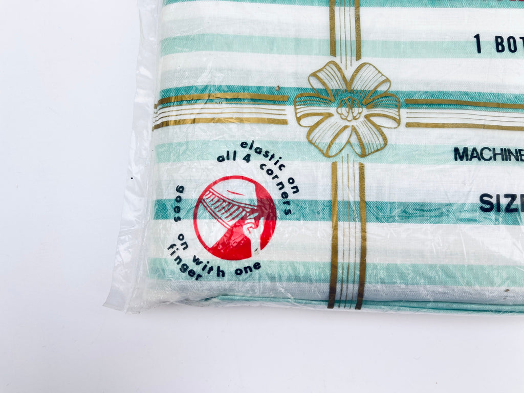 Product image for 'vintage hampshire house twin bed striped green white flat sheet cotton polyester blend new old stock nos' (view 213ad9)