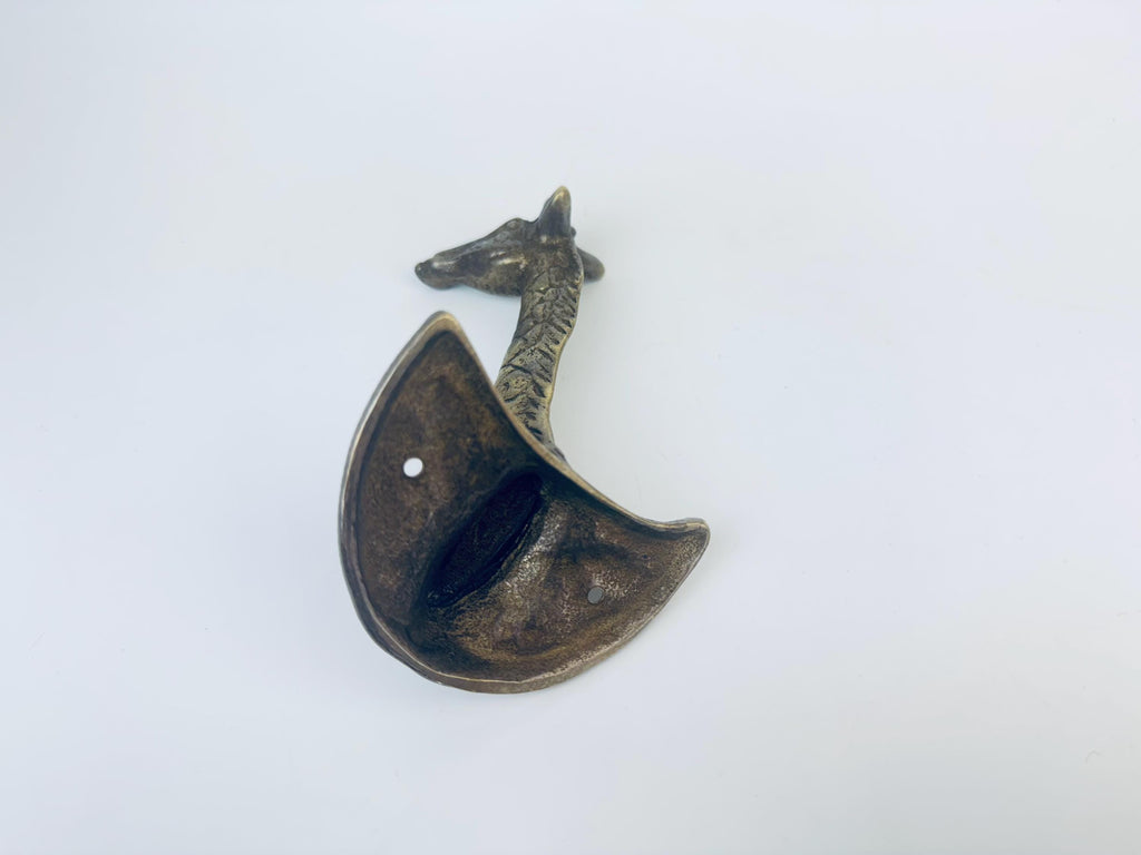 Product image for 'vintage solid brass giraffe wall mounted hook attractive aged metal patina' (view 527499)