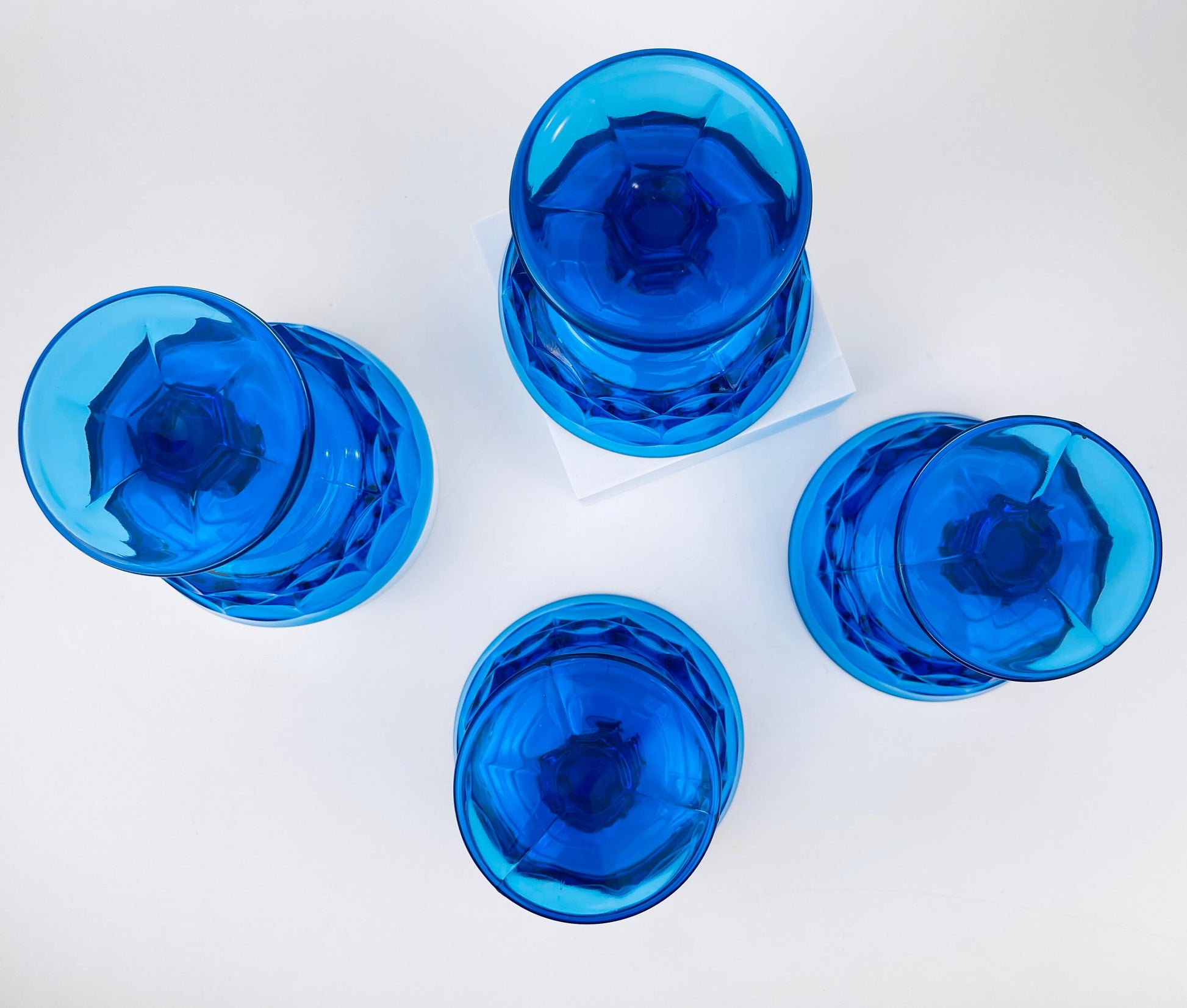 Product image for 'vintage perspective by noritake cobalt blue heavy pressed glass champagne glasses set of four 4 made in japan' (view 8b7636)