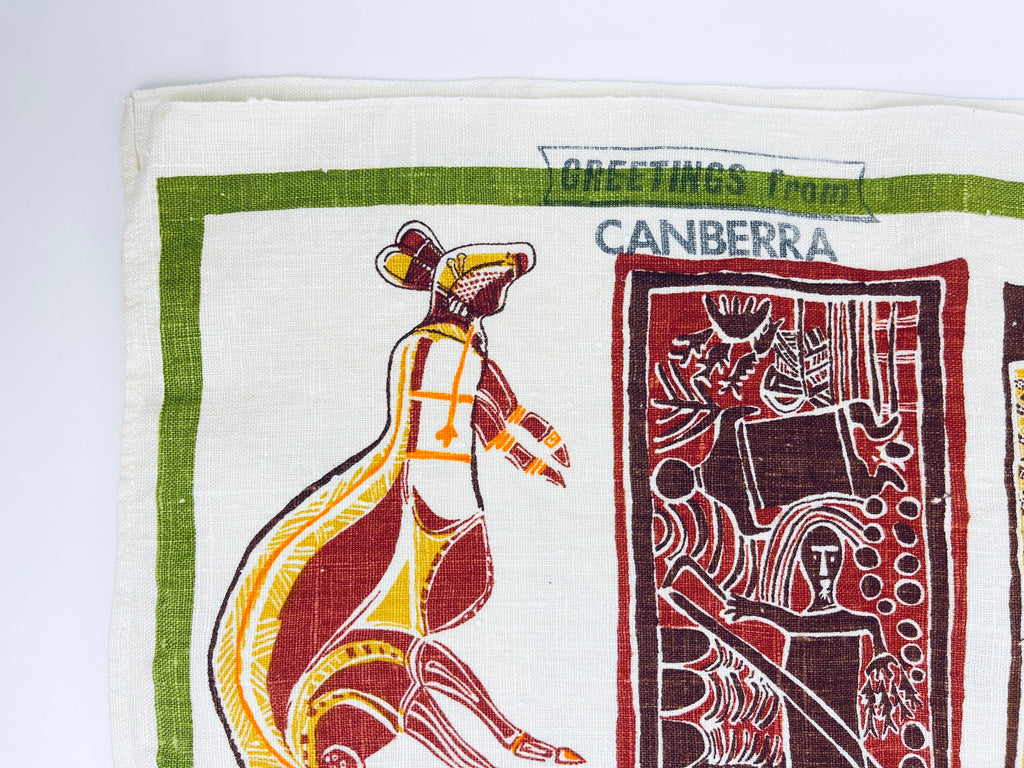 Product image for 'vintage australian aboriginal paintings carvings tea towel all pure linen statement towel australian souvenir designed in australia' (view ee4f4e)
