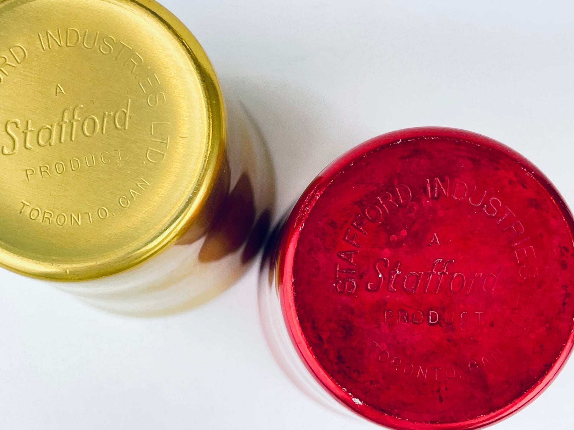Product image for 'vintage red gold aluminum metal drinking glasses tumbler stafford industries set of two 2' (view 72b76b)