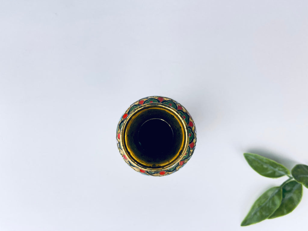 Product image for 'vintage small brass cloisonne vase chinese dragon pattern attractive aged patina' (view d4386d)