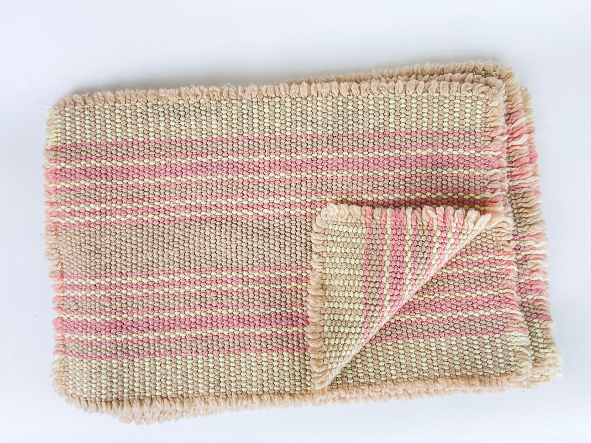 Product image for 'vintage pink beige stripped fringe style place mats set of five 5' (view 382a59)