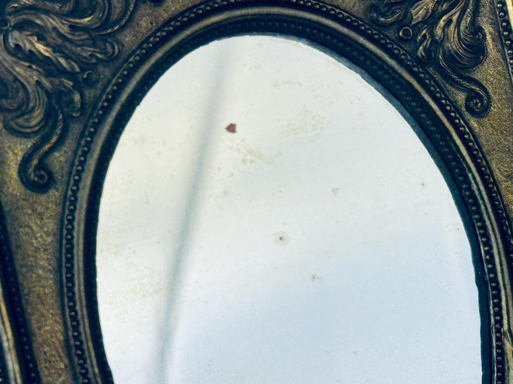 Product image for 'antique small brass oval wall mounted mirror' (view f386a7)