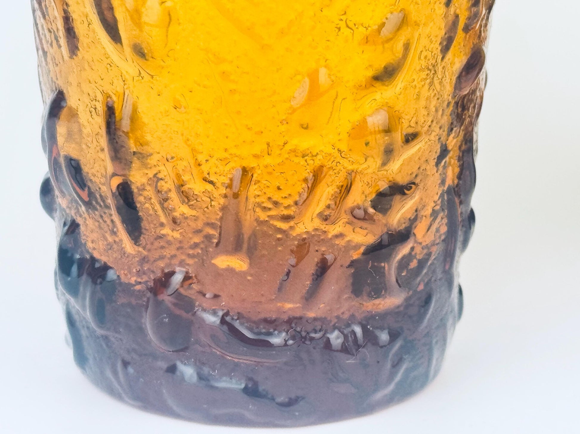 Product image for 'vintage amber milano crinkle glass tumblers 1960s anchor hocking bark texture highball set midcentury barware' (view df4236)