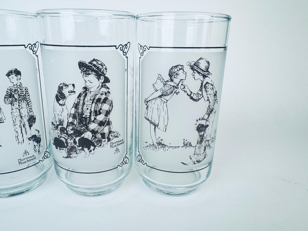 Product image for 'vintage norman rockwell pepsi glass water tumbler glasses set of four 4 limited edition collector series' (view a2a643)