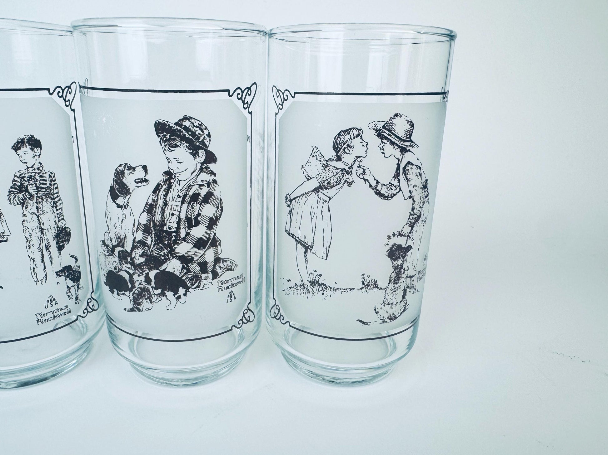 Product image for 'vintage norman rockwell pepsi glass water tumbler glasses set of four 4 limited edition collector series' (view a2a643)