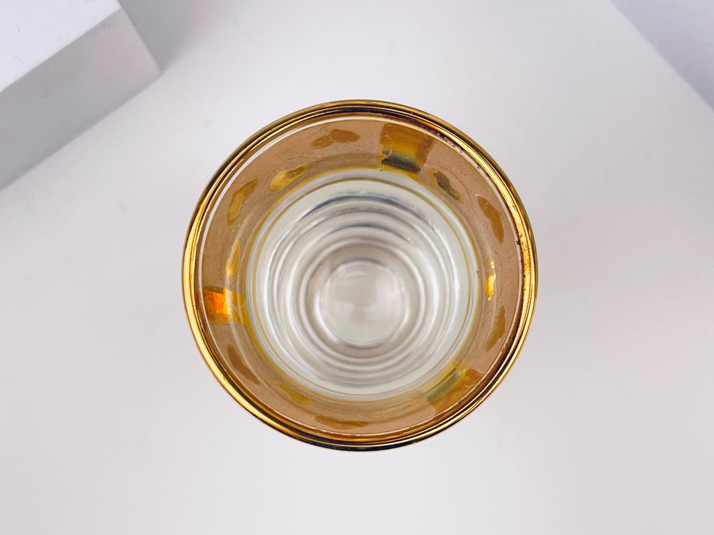 Product image for 'vintage gold heart tapered shot glasses set of six 6' (view 97908c)