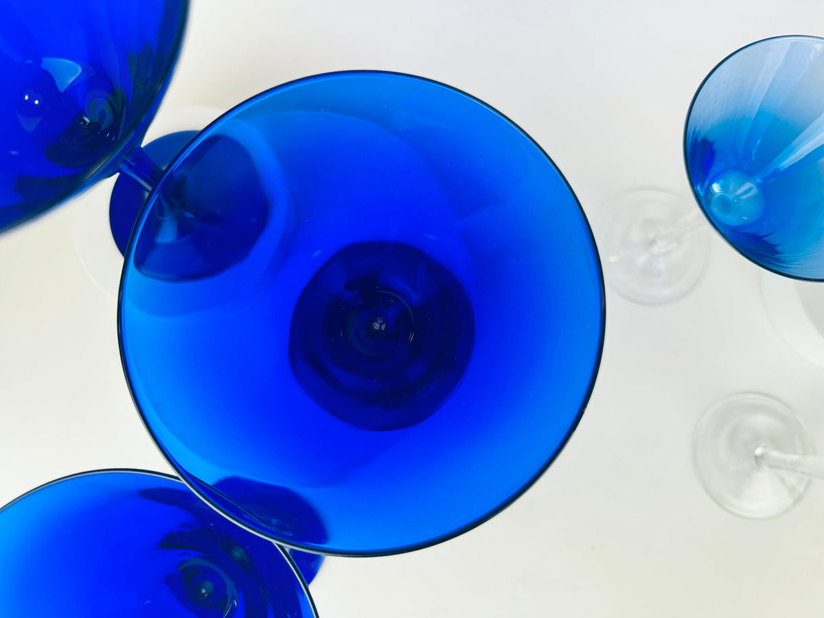 Product image for 'vintage blue martini glasses set of three 3 sets sold separately' (view b62b18)