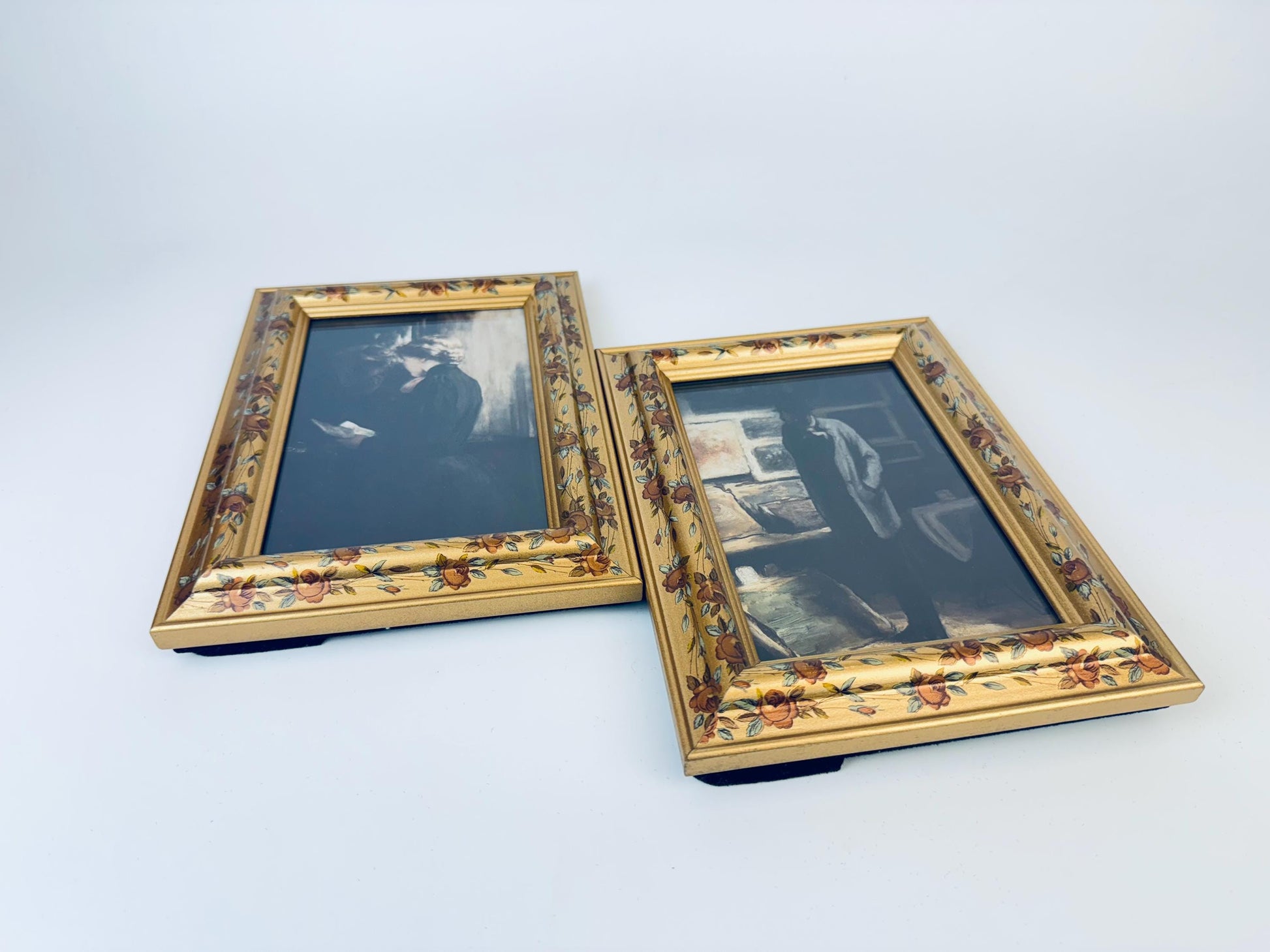 Product image for 'vintage floral rose painted gold solid wood tabletop picture frames 4 x 6 sold separately' (view 4a1dfc)