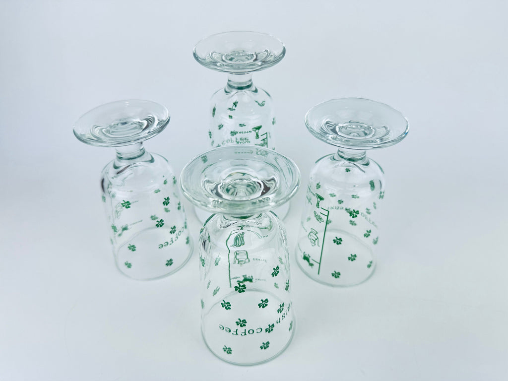 Product image for 'vintage irish coffee green shamrock pedestal glasses goblets set of four 4' (view 434b6d)