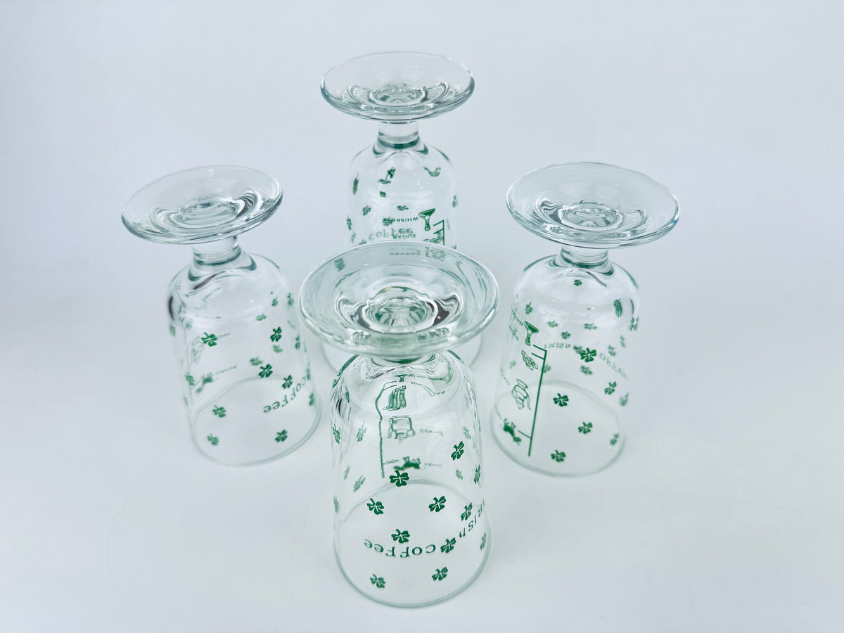 Product image for 'vintage irish coffee green shamrock pedestal glasses goblets set of four 4' (view 434b6d)