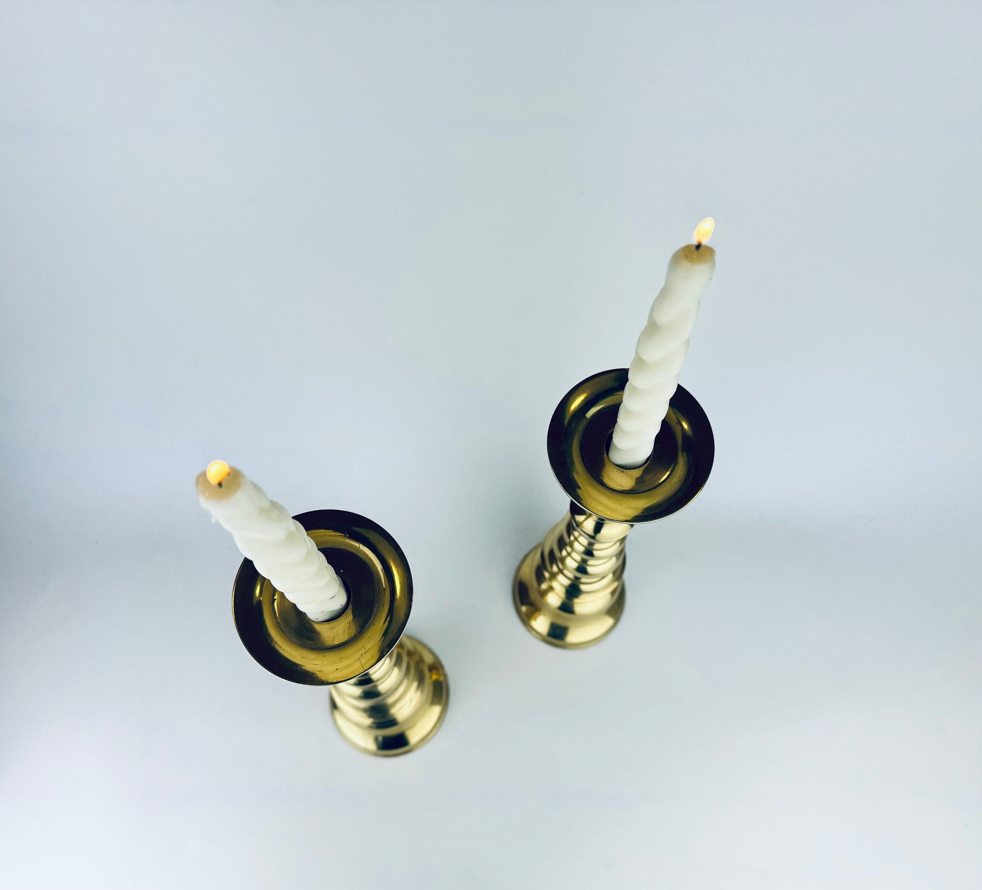 Product image for 'vintage tall 14 solid cast brass tapered curvy candle stick holders set of two 2' (view b3ee44)