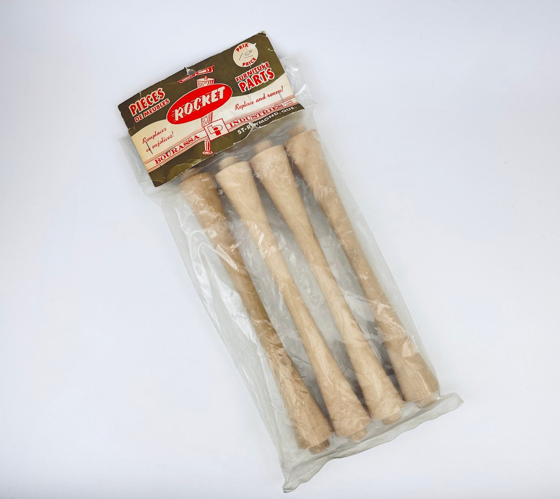 Product image for 'vintage rocket mid century modern tapered wood furniture legs set of 8 5 in original packaging' (view b184ff)