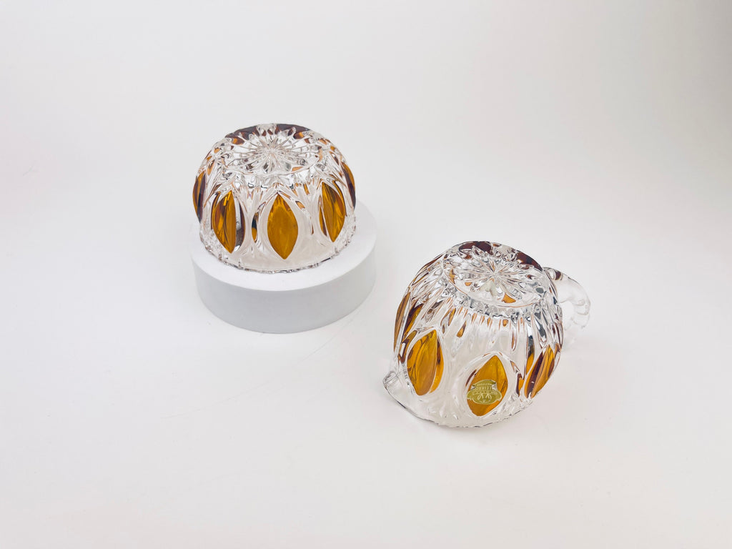 Product image for 'vintage cut crystal glass amber cream sugar bowl oval pattern made in western germany new old stock' (view acfcf0)