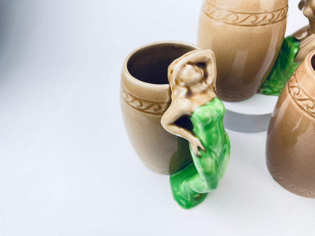 Product image for 'vintage risque nude woman barrel shaped brown ceramic mug sold individually groomsmen barware gift made in japan 1' (view 687a68)