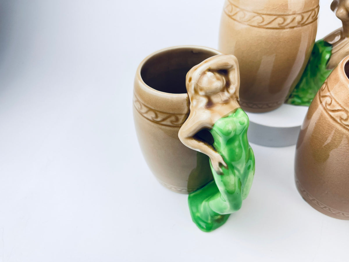 Product image for 'vintage risque nude woman barrel shaped brown ceramic mug sold individually groomsmen barware gift made in japan 1' (view 687a68)