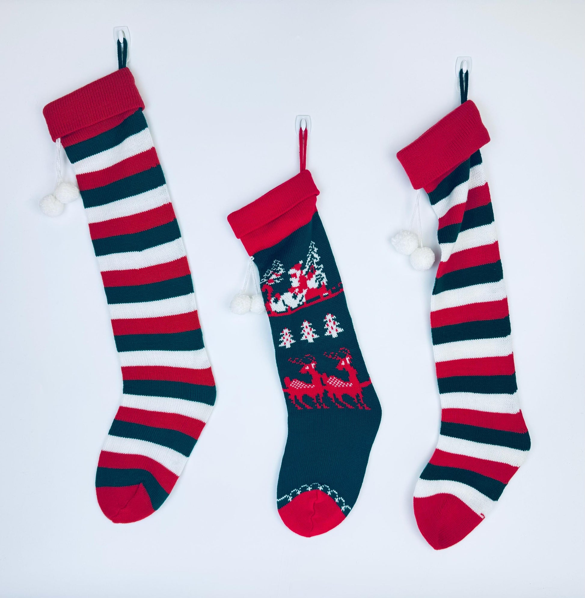 Product image for 'vintage christmas knit stocking striped santa sleigh pattern new old stock nos made in taiwan sold separately' (view 6ffcaa)