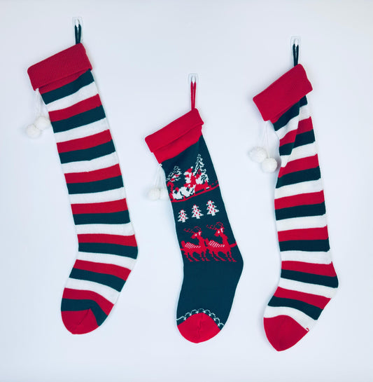 Product image for 'vintage christmas knit stocking striped santa sleigh pattern new old stock nos made in taiwan sold separately' (view 6ffcaa)