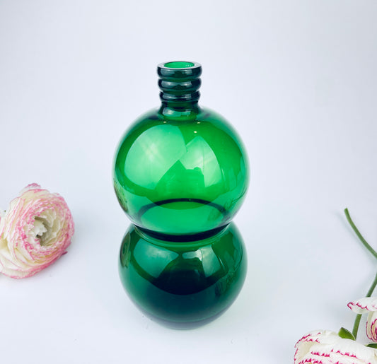 Product image for 'vintage green double bubble glass vase mid century modern decor' (view 389ba3)