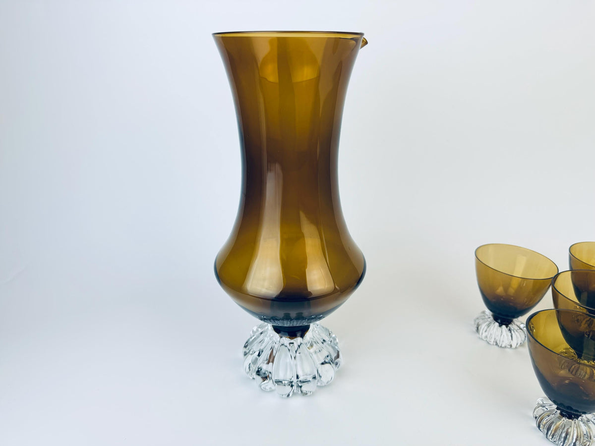 Product image for 'vintage asada bo bergstrom cocktail glass barware set pitcher glasses made in sweden barware gift blown swedish art glass' (view d972b0)