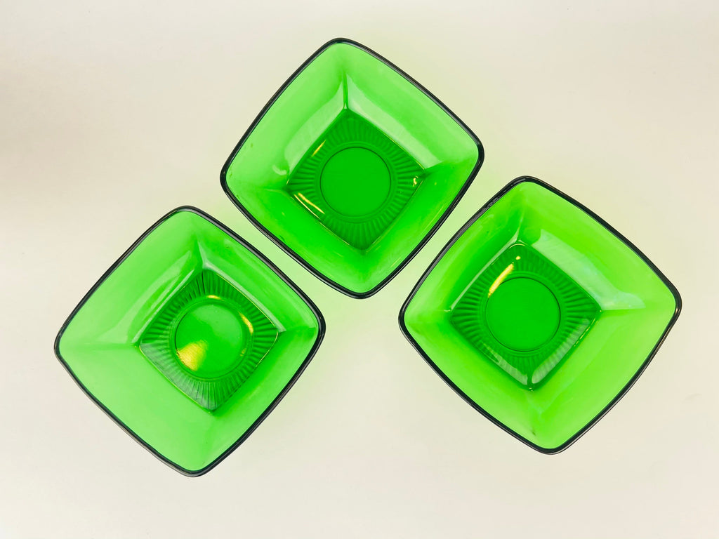 Product image for 'vintage anchor hocking green glass square bowls sold separately' (view 17d263)
