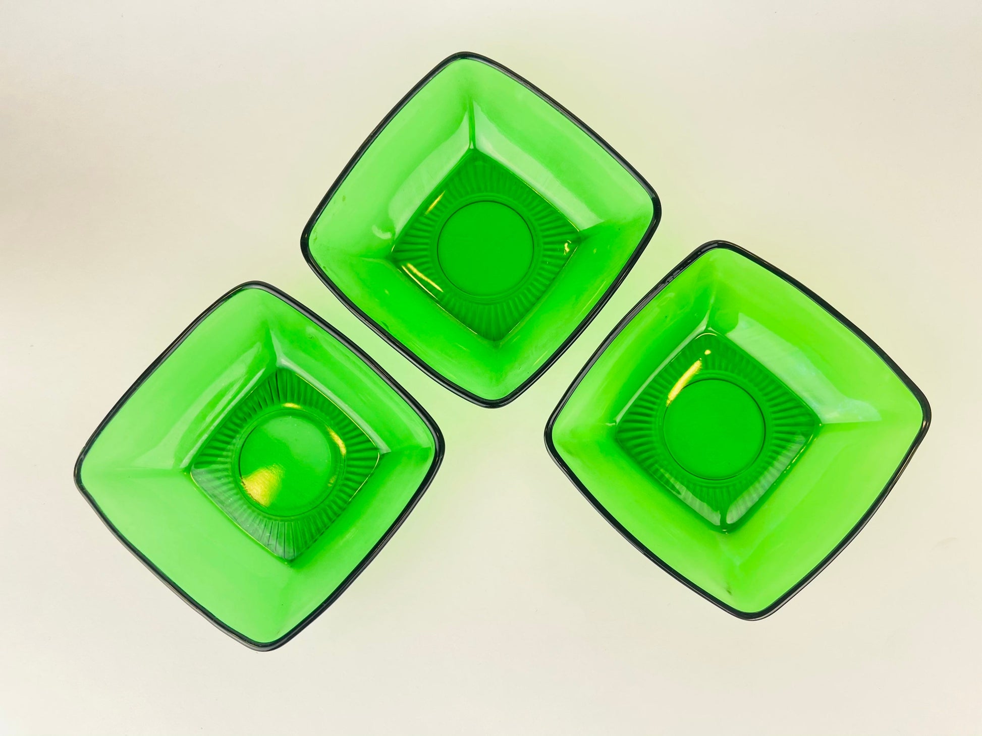 Product image for 'vintage anchor hocking green glass square bowls sold separately' (view 17d263)
