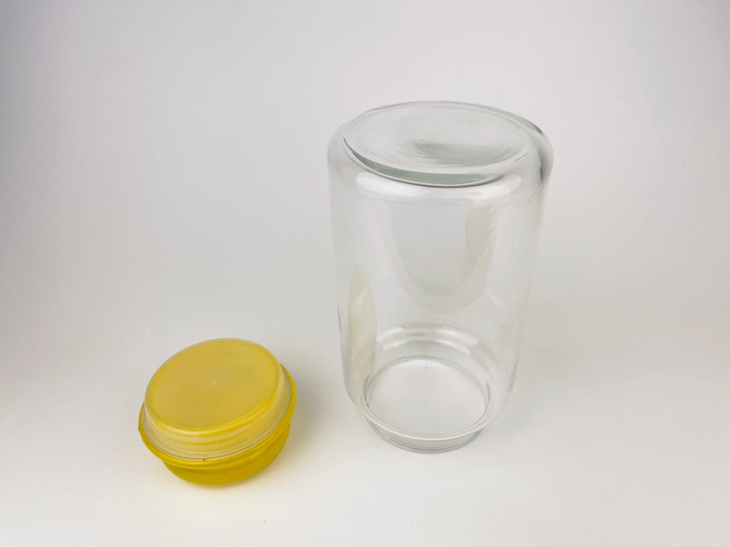 Product image for 'vintage tall airtight glass jar bold yellow lid' (view a15b81)