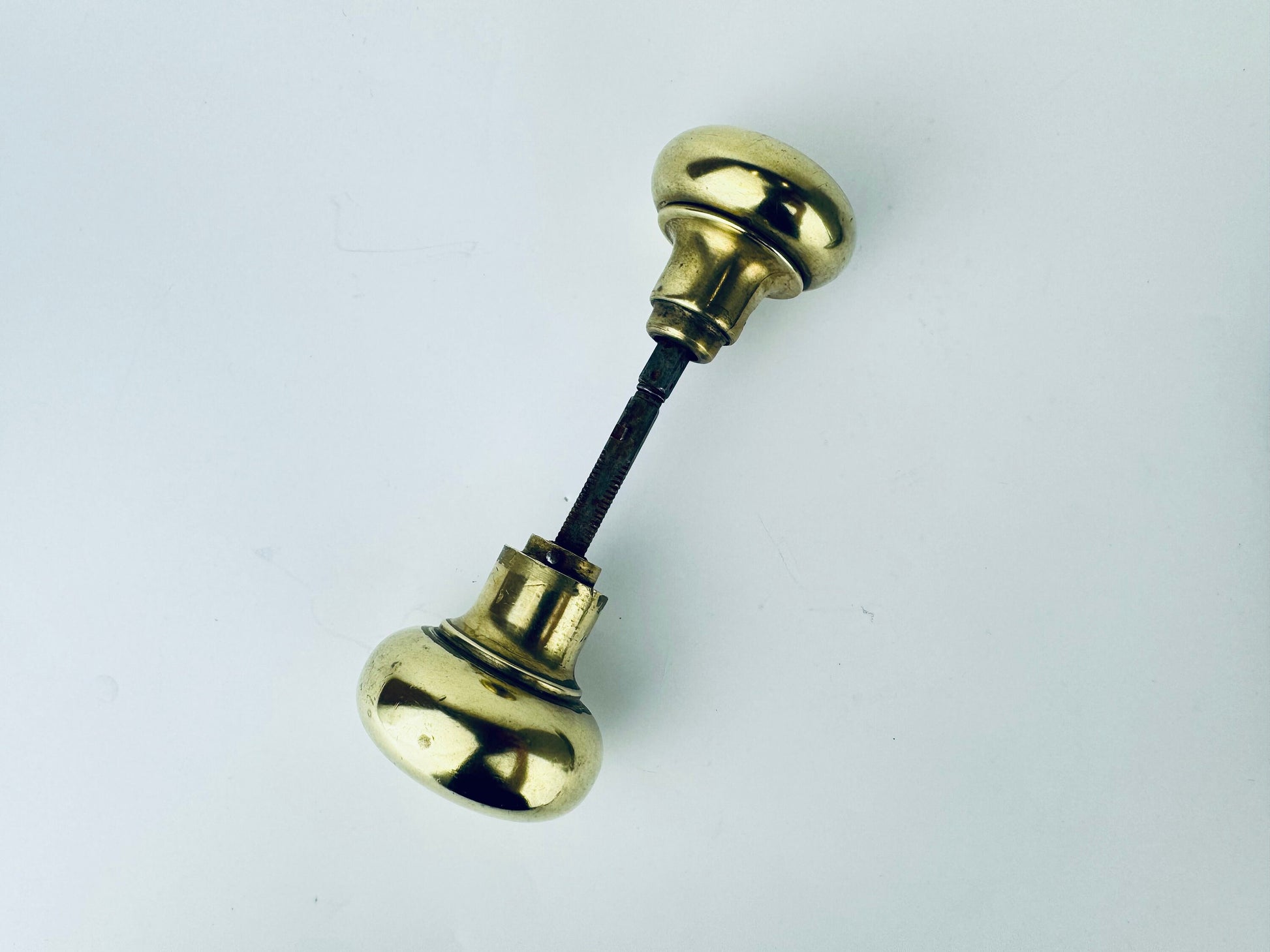 Product image for 'antique brass plated double sided door handle knob door plates architectural salvage rustic hardware decor sold separately' (view fea89a)