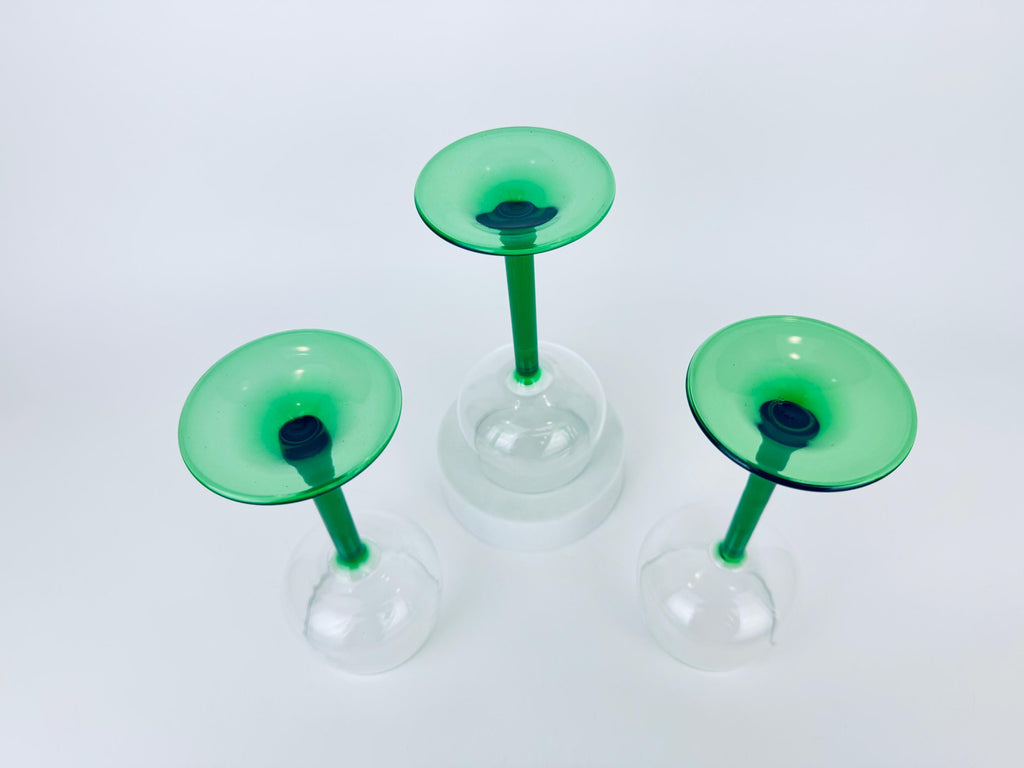 Product image for 'vintage luminarc emerald green stem wine glasses set of 3' (view 85645d)