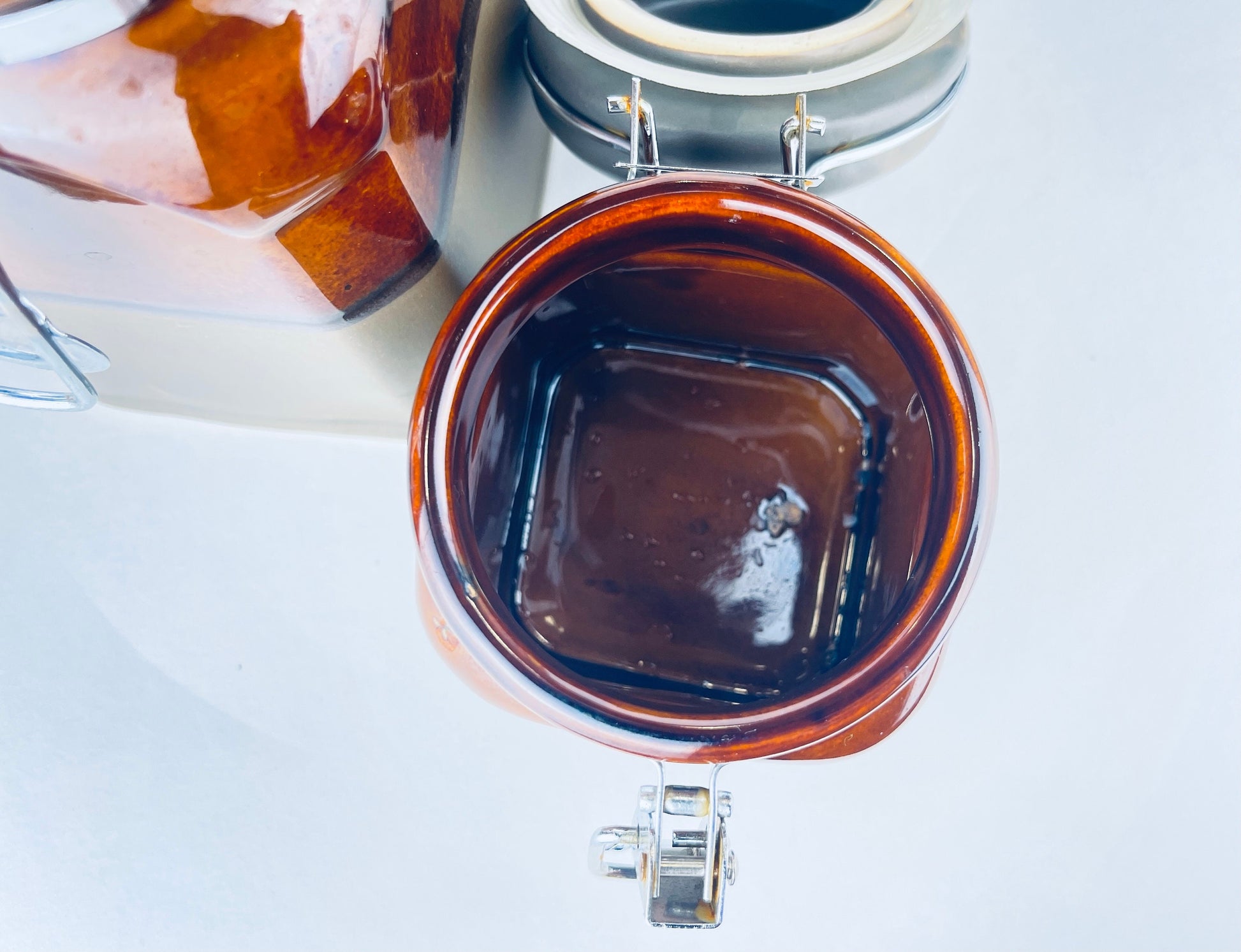 Product image for 'vintage brown grey drip glaze canister set salt pepper oil decanter included' (view c7b122)