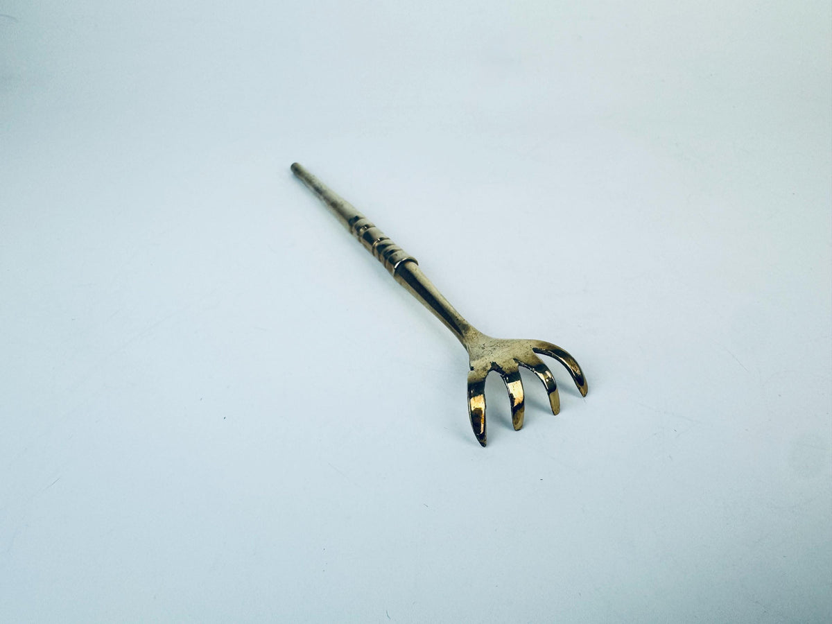Product image for 'vintage brass bonsai rake pickle fork or back scratcher mid century whimsy' (view b38fb7)