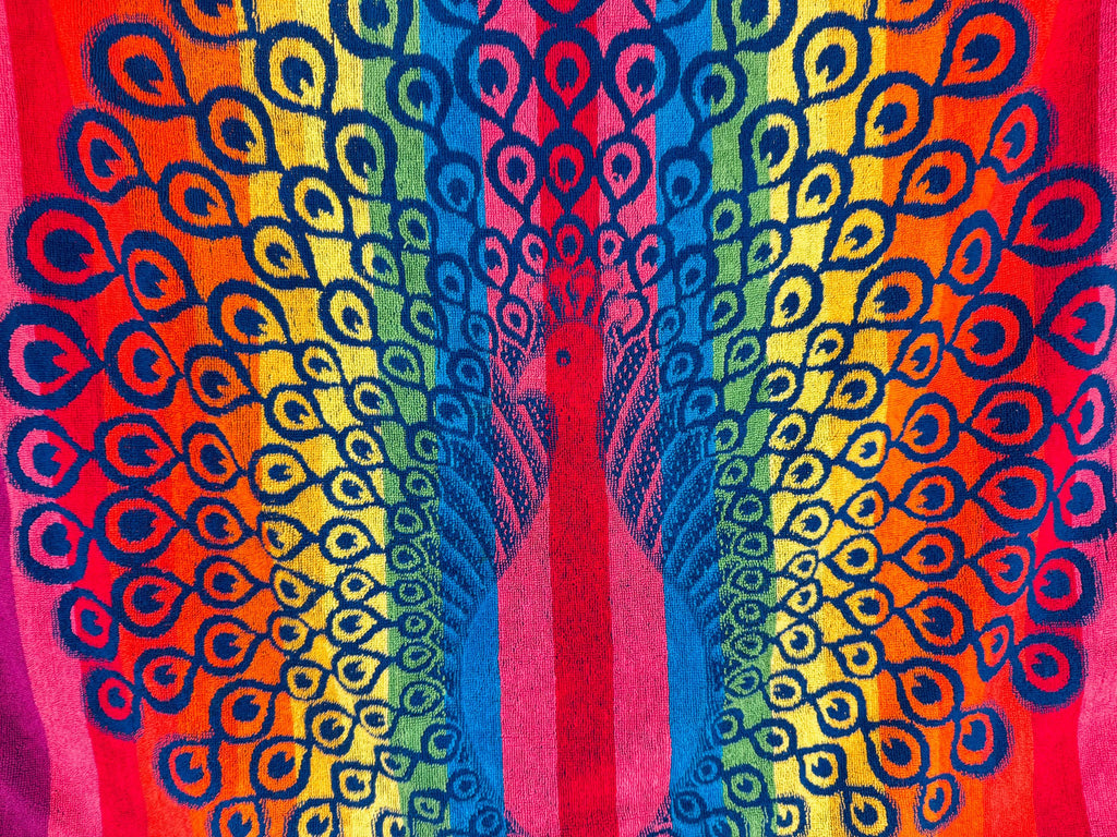 Product image for 'vintage oversized rainbow peacock beach shower towel 100 cotton' (view 0c1bc3)
