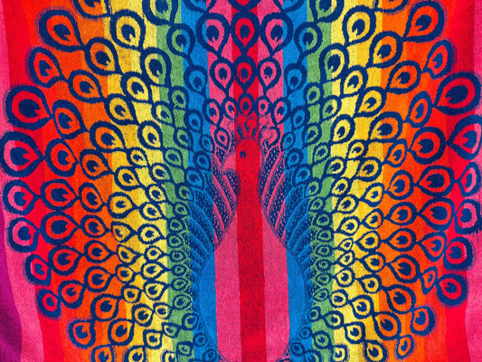 Product image for 'vintage oversized rainbow peacock beach shower towel 100 cotton' (view 0c1bc3)