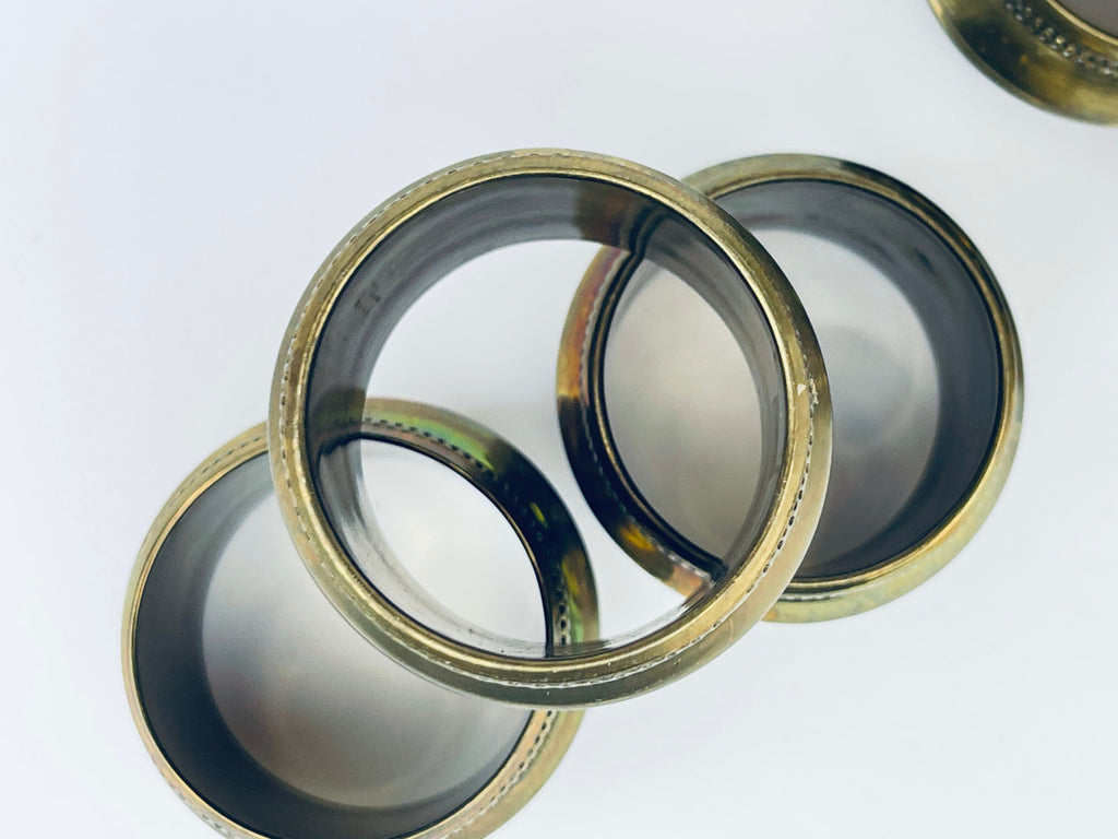 Product image for 'vintage brass ribbed napkin ring holders set of six 6 attractive aged patina' (view 1549cd)