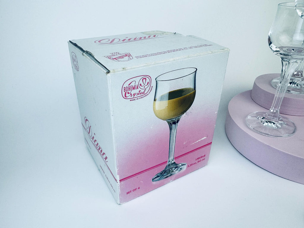 Product image for 'vintage diana bohemia clear crystal liqueur glassware set of four 4 made in czechoslovakia' (view cec7aa)