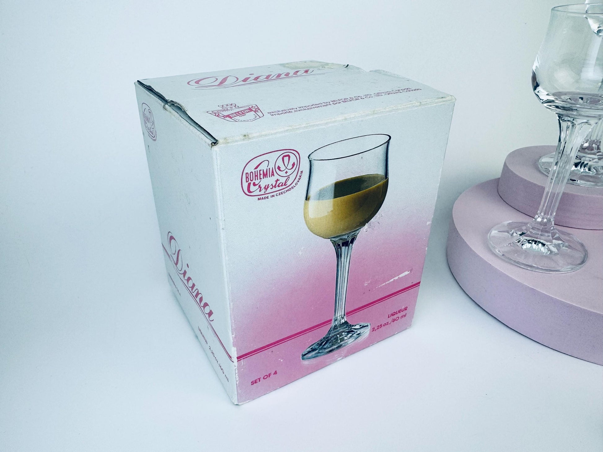 Product image for 'vintage diana bohemia clear crystal liqueur glassware set of four 4 made in czechoslovakia' (view cec7aa)