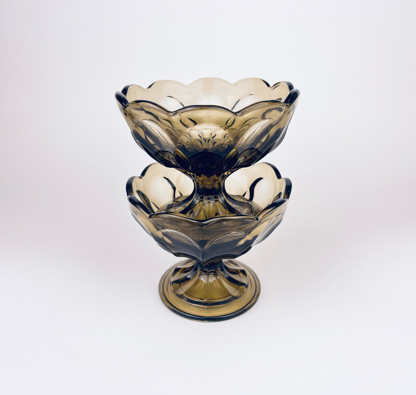 Product image for 'vintage anchor hocking smokey grey glass dessert bowls set of 2' (view fca975)