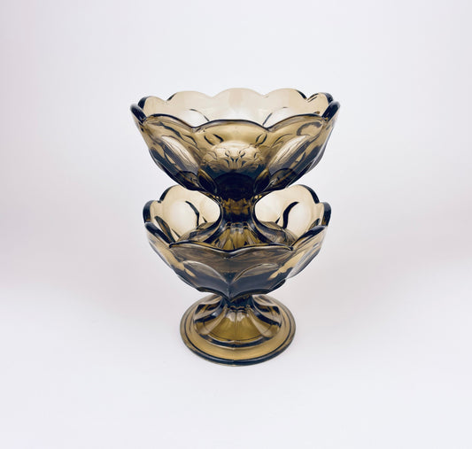 Product image for 'vintage anchor hocking smokey grey glass dessert bowls set of 2' (view fca975)