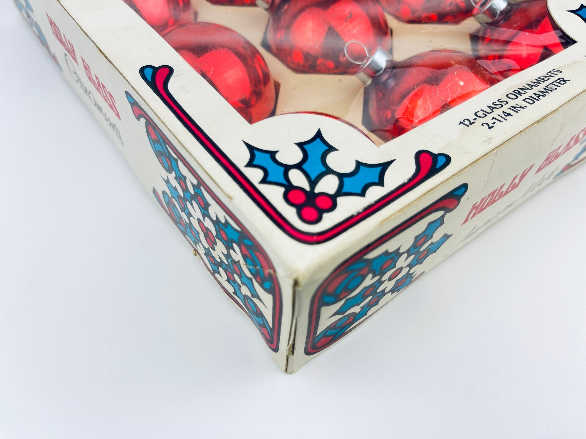 Product image for 'vintage red glass christmas tree ornaments set of twelve 12 american made by holly ornaments' (view fb28cf)