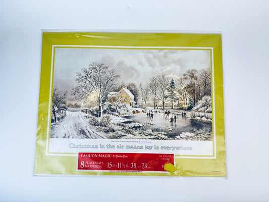 Product image for 'vintage christmas winter scene place mats set of eight 8 new old stock nos' (view 0374ef)