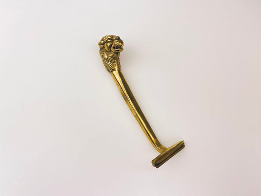 Product image for 'vintage antique deluxe solid brass lion shaver attractive aged metal patina gift for him new in box nib' (view e2c79b)