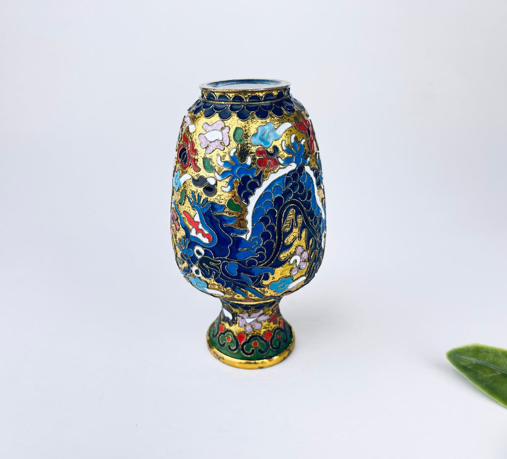 Product image for 'vintage small brass cloisonne vase chinese dragon pattern attractive aged patina' (view 47fb52)