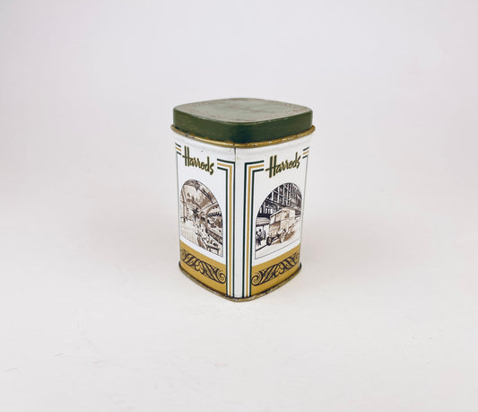 Product image for 'vintage harrods tea tin green white pattern' (view db59c4)