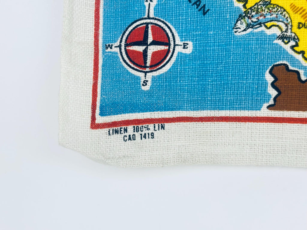 Product image for 'vintage 1960s british columbia linen tea towel hand printed canadian souvenir' (view eef679)